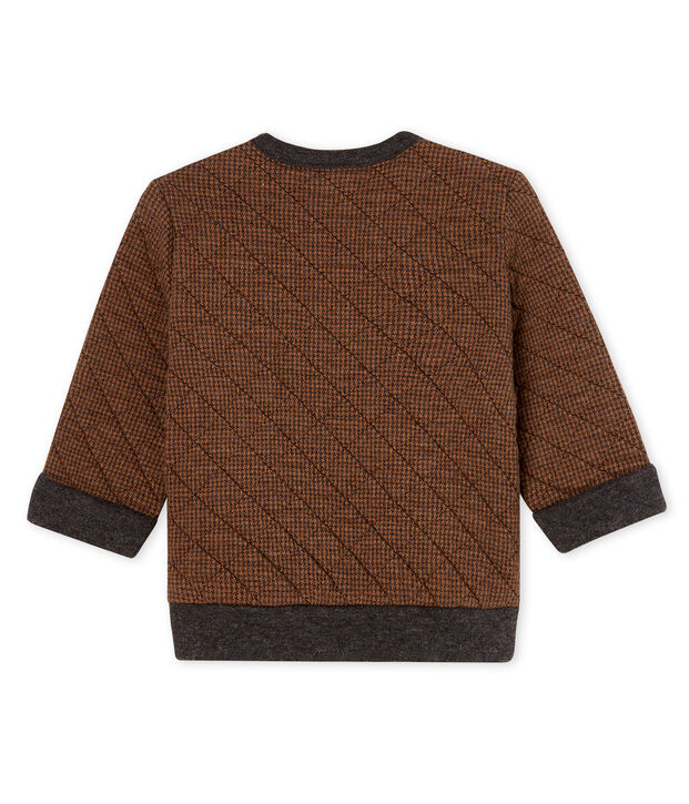 Sweatshirt b&eacute;b&eacute; gar&ccedil;on en tubique pied-de-poule gris/marron