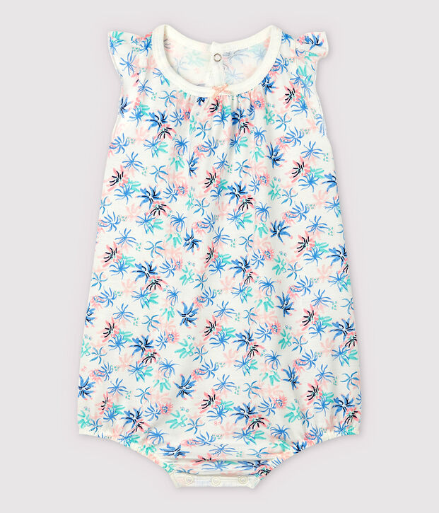 Combicourt an&eacute;mones b&eacute;b&eacute; fille en jersey fin blanc/multicouleur