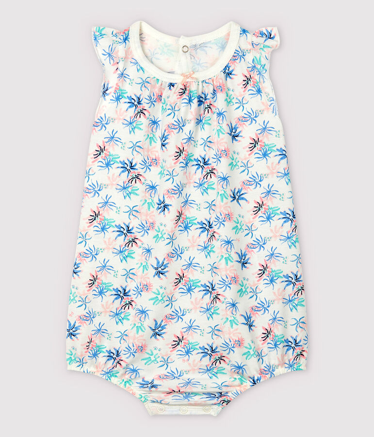 Combicourt an&eacute;mones b&eacute;b&eacute; fille en jersey fin blanc MARSHMALLOW/blanc MULTICO