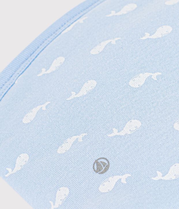 Pochette b&eacute;b&eacute; en coton imprim&eacute; baleines bleu/blanc