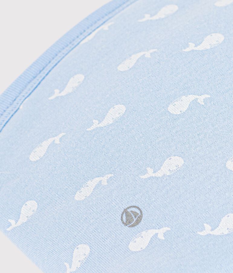 Pochette b&eacute;b&eacute; en coton imprim&eacute; baleines bleu TOUDOU/blanc MARSHMALLOW
