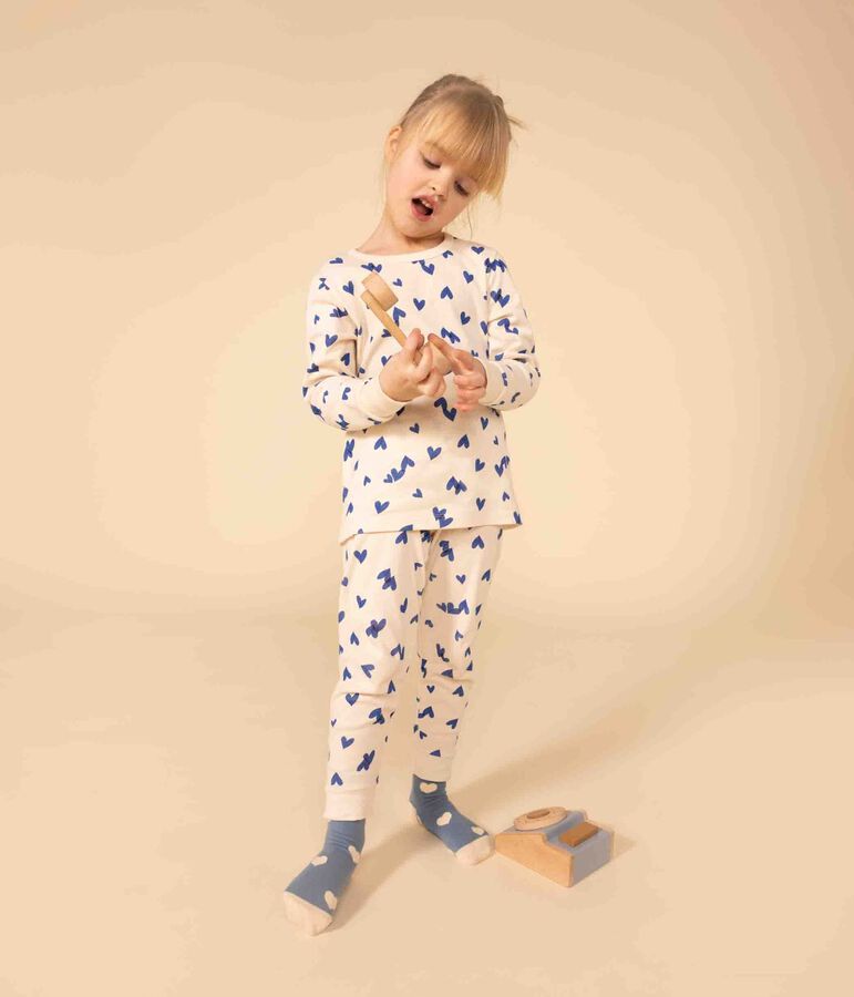Pyjama c&oelig;ur en coton enfant blanc AVALANCHE/ MULTICO