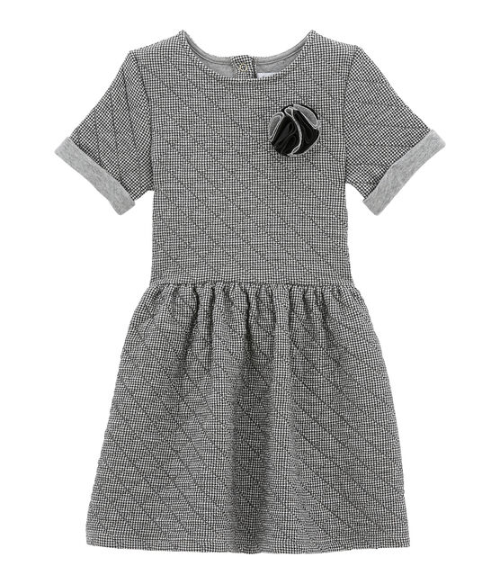 Robe fille manches courtes gris CAPECOD/blanc MARSHMALLOW