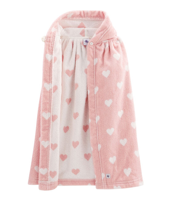 Cape de bain bébé en éponge rose CHARME/blanc MARSHMALLOW