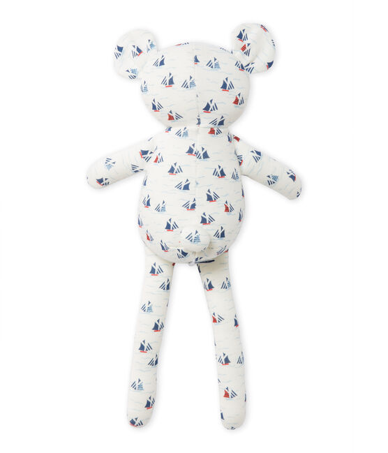 Doudou ourson bébé garçon imprimé blanc LAIT/blanc MULTICO