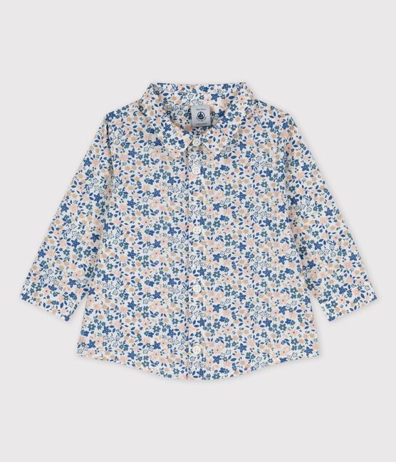 Chemise manches longues bébé imprimée fleuri en popeline blanc ECUME/blanc MULTICO