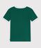 Tee-shirt femme en coton manches courtes uni vert fonc&eacute;