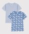 Lot de tee-shirts enfant en coton manches courtes imprim&eacute; baleines multicouleur