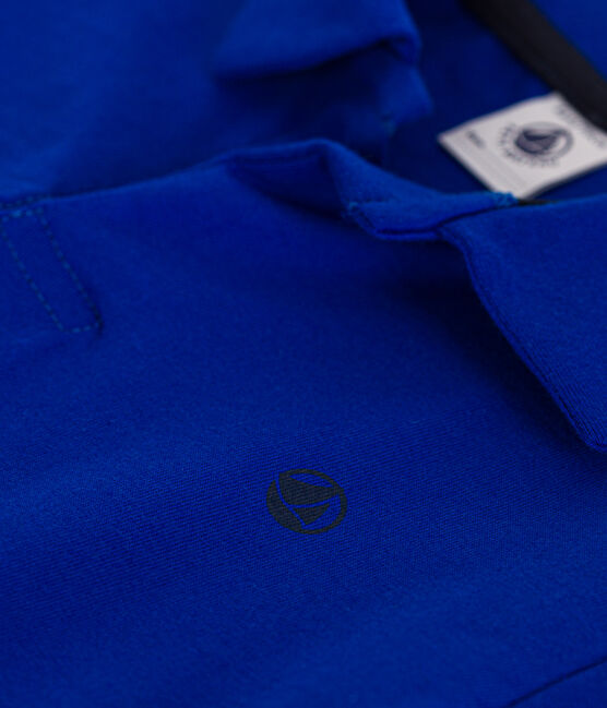 Polo manches courtes en coton enfant garçon bleu SURF