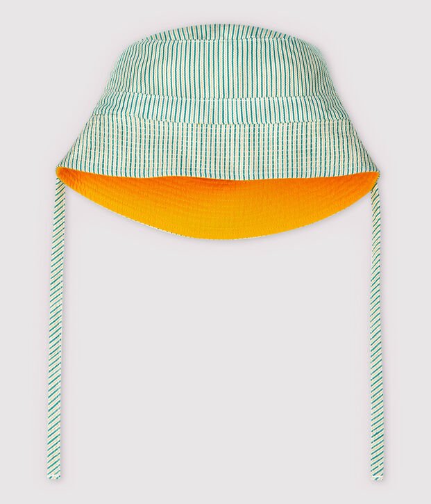 Capeline reversible b&eacute;b&eacute; fille vert/multicouleur