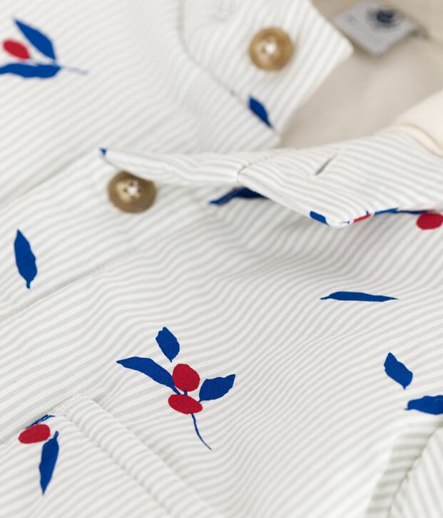 Manteau &agrave; capuche b&eacute;b&eacute; ouatin&eacute; en popeline imprim&eacute;e baie bleu/multicouleur