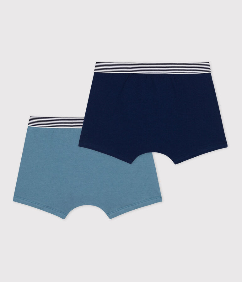 Lot de 2 boxers unis gar&ccedil;on en coton et &eacute;lasthanne variante 1
