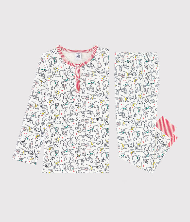 Pyjama en c&ocirc;te blanc MARSHMALLOW/blanc MULTICO