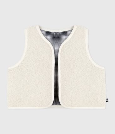 Gilet bébé en coton milleraies et sherpa sans manche