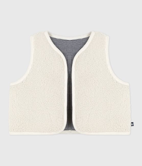 Gilet bébé en coton milleraies et sherpa sans manche MILK/ MULTICO