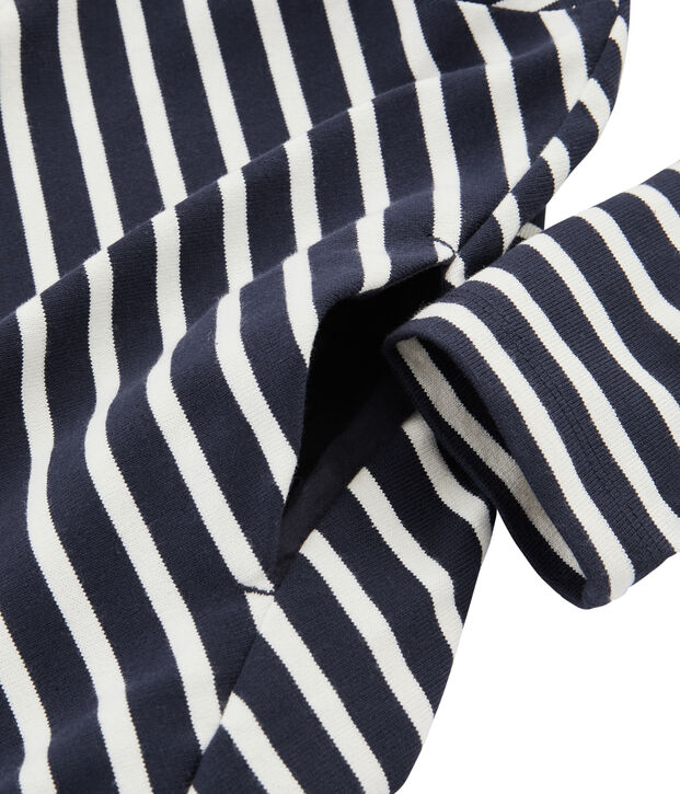 Robe manches longues femme bleu/blanc