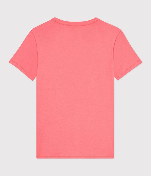 Tee-shirt femme en coton manches courtes uni rose