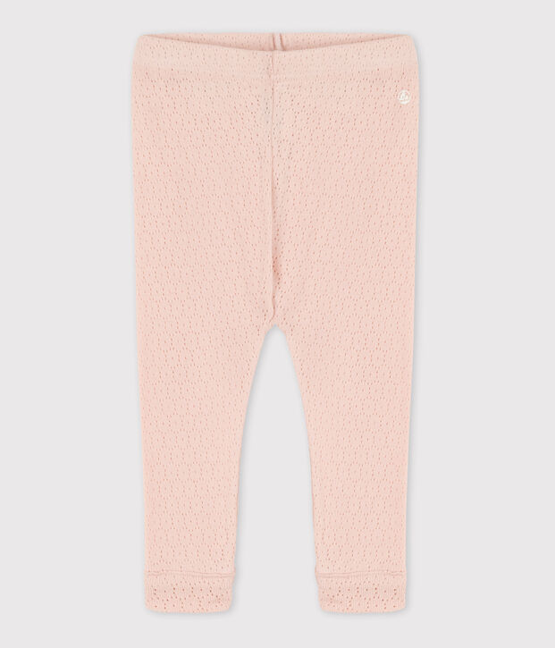 Legging b&eacute;b&eacute; en coton ajour&eacute; rose