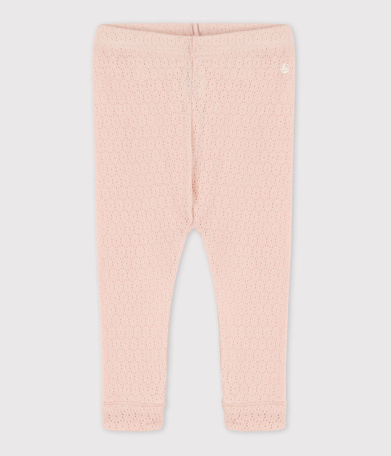 Legging b&eacute;b&eacute; en coton ajour&eacute; rose SALINE
