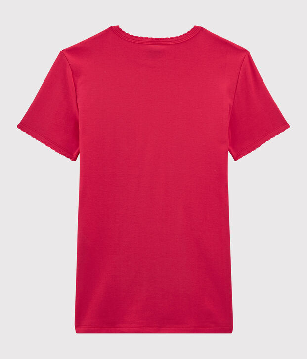 T-shirt col rond iconique en coton Femme rose