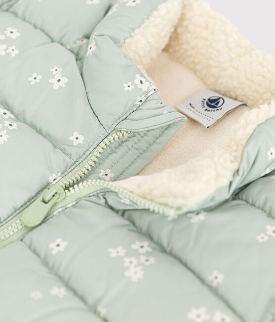 Doudoune imprimée capuche rétractable bébé vert HERBIER/blanc MULTICO