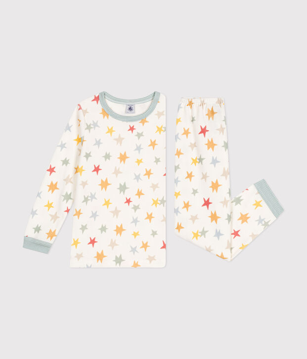 Pyjama en velours imprim&eacute; &eacute;toiles enfant blanc/multicouleur