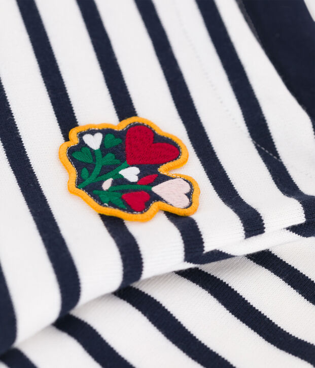 Marini&egrave;re en coton enfant fille blanc/bleu