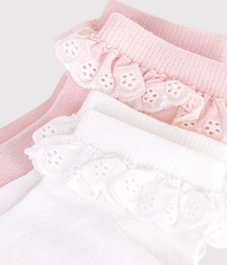 2 paires de chaussettes enfant en coton avec volants variante 1