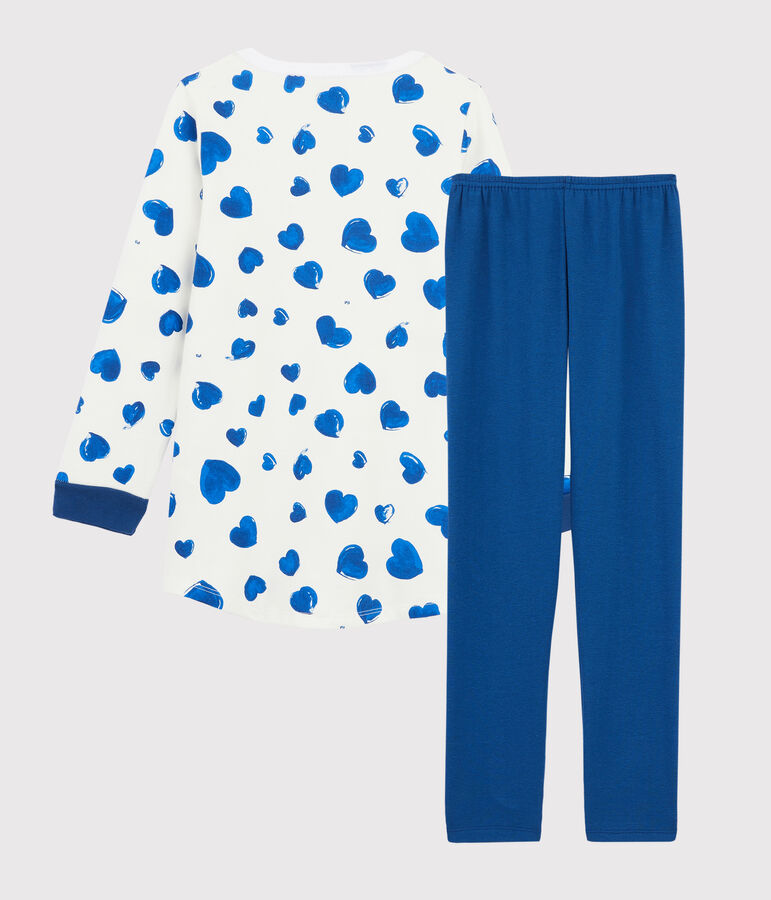 Chemise de nuit c&oelig;urs petite fille en molleton avec legging blanc MARSHMALLOW/blanc MULTICO