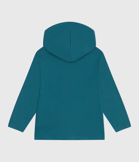 Sweatshirt zippé à capuche enfant en coton uni vert DRAGONFLY