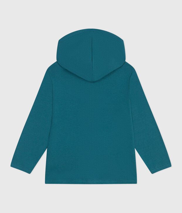 Sweatshirt zipp&eacute; &agrave; capuche enfant en coton uni vert