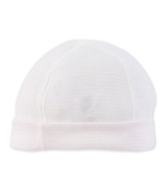 Bonnet de naissance bébé rayé milleraies rose VIENNE/blanc LAIT