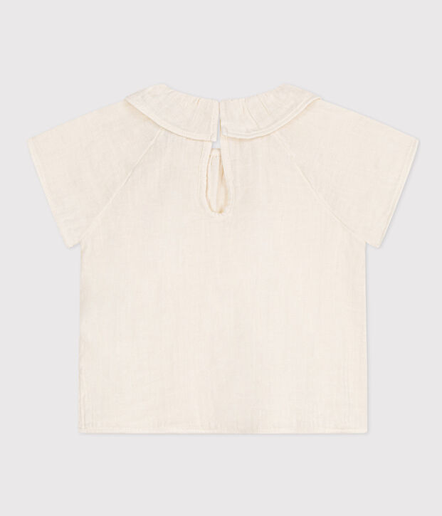 Blouse manches courtes en gaze de coton b&eacute;b&eacute; blanc