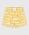 Short de bain bébé, imprimé requin jaune ORGE/blanc MARSHMALLOW