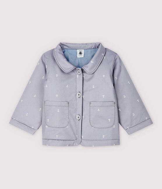 Veste cérémonie en serge craquante bébé garçon gris CONCRETE/blanc MARSHMALLOW