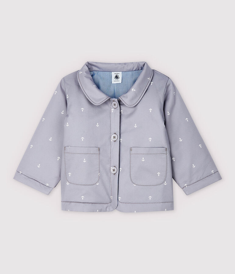 Veste c&eacute;r&eacute;monie en serge craquante b&eacute;b&eacute; gar&ccedil;on gris CONCRETE/blanc MARSHMALLOW