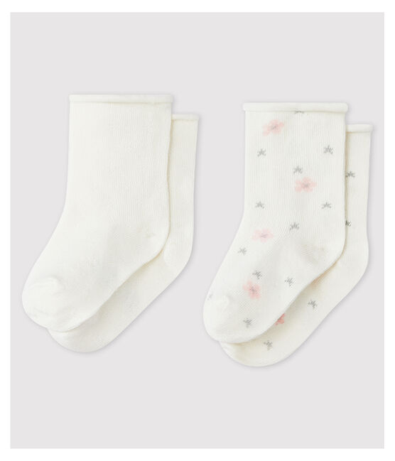 Lot de 2 chaussettes cérémonie bébé fille variante 1