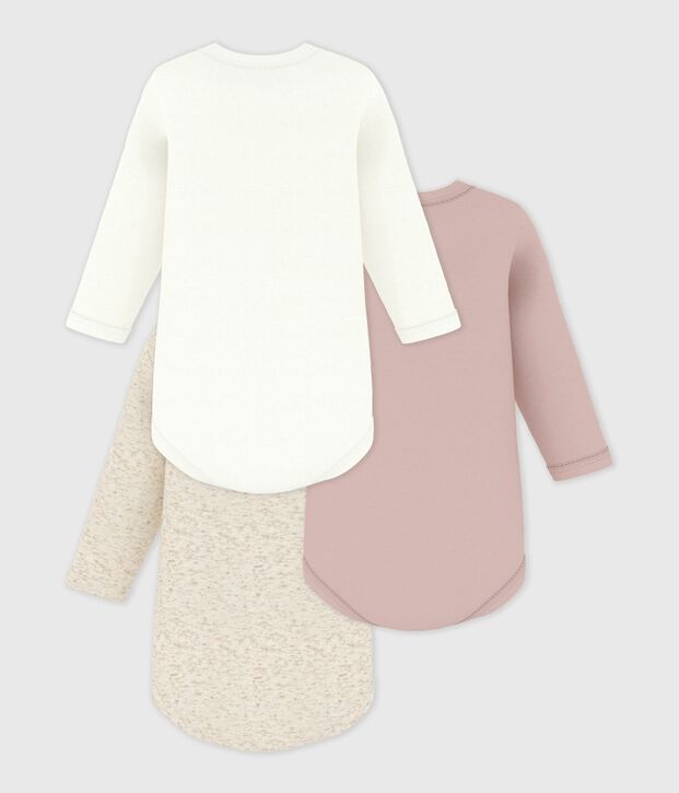 Lot de 3 bodies manches longues b&eacute;b&eacute; en coton multicouleur