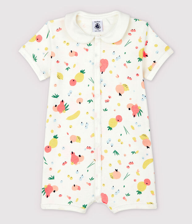 Combicourt fruits b&eacute;b&eacute; fille en coton blanc/multicouleur