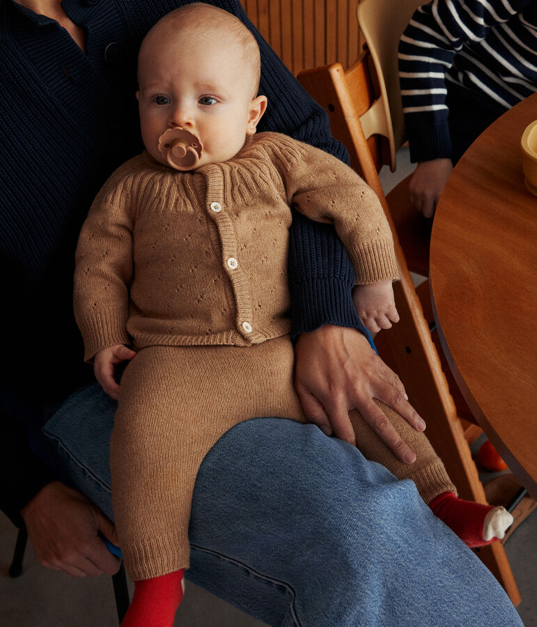 Ensemble 2 pi&egrave;ces en tricot b&eacute;b&eacute; marron CUIVRE