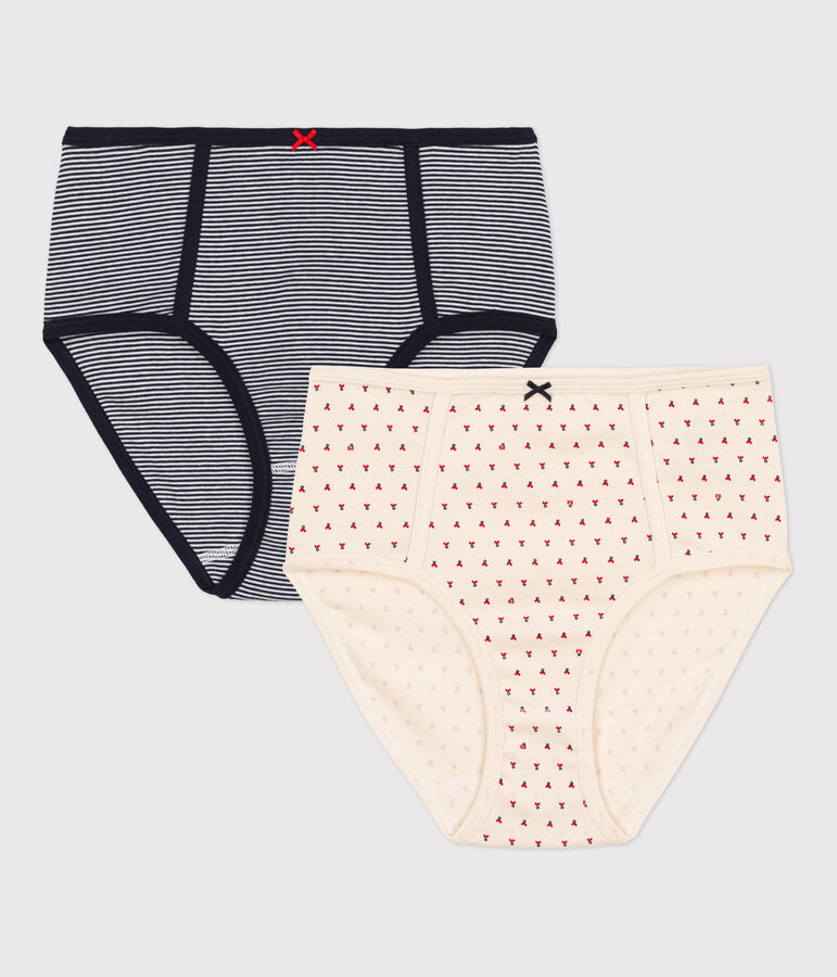 Lot 2 culottes taille haute en coton Femme multicouleur