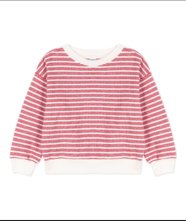 Sweatshirt ray&eacute; enfant fille / gar&ccedil;on blanc/rouge