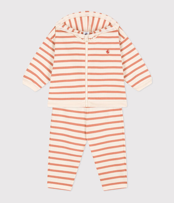 Ensemble rayé marinière en jersey épais bébé rose AVALANCHE/blanc SIENNA