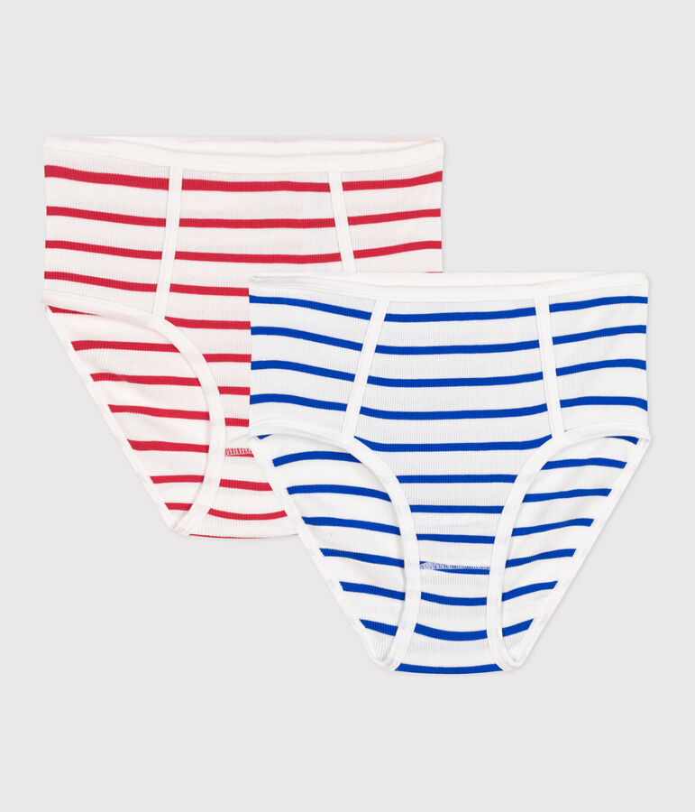 Lot de 2 culottes femme en coton taille haute &agrave; rayures variante 1