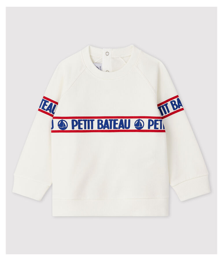 Sweatshirt en molleton b&eacute;b&eacute; gar&ccedil;on blanc MARSHMALLOW