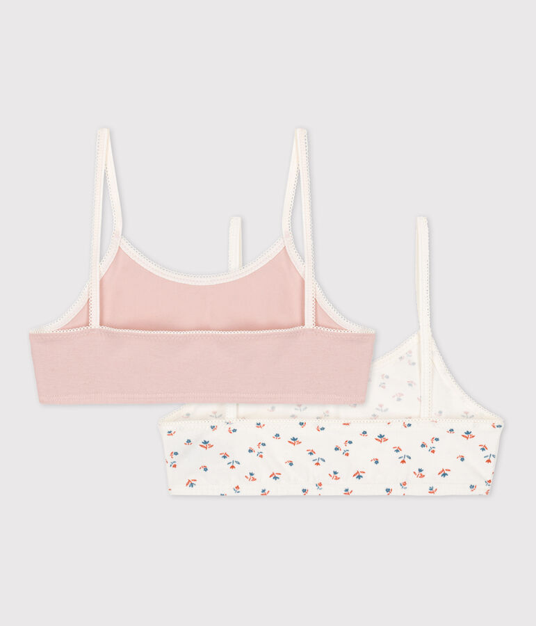 Lot de 2 brassi&egrave;res fleur en coton et &eacute;lasthanne multicouleur