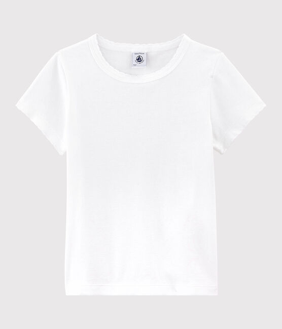 Tee-shirt iconique en coton enfant fille - garçon blanc ECUME