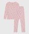 Pyjama enfant en coton jambes très ajustées imprimé fleurs rose JOLI/blanc MULTICO