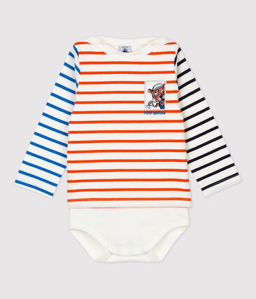 PETIT BATEAU - Body marinière en coton bébé.