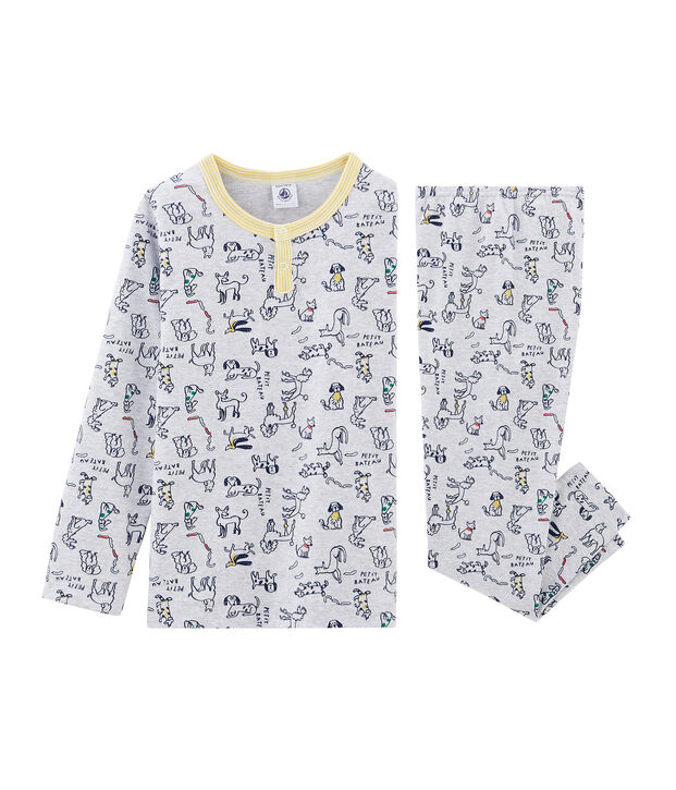 Pyjama en c&ocirc;te gris/multicouleur